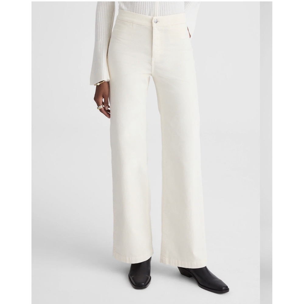 NWT Madewell The Wide-Leg Pant‎ Cream Corduroy High Rise Womens Size 33 NX207